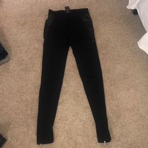 David Lerner black leggings with leather sides